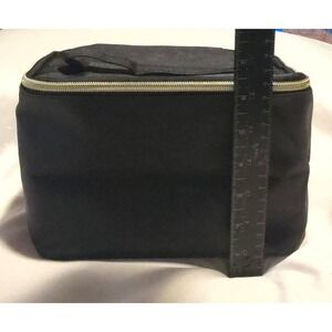 Sassy + Chic  Makeup Bag Black Nylon Travel Toiletry Case Gold Zipper NWT